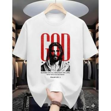 Imagem de Camisa Masculina Estampada Algodão Premium Casual Moderna Homem Streetwear Urban Lifestyle Sport-Masculino