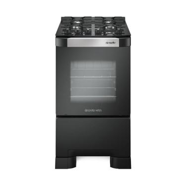 Imagem de Fogão de Piso Mueller 4 Bocas Decorato Vetro - Mesa de Vidro, Acendimento Automático, Preto Fosco, Bivolt