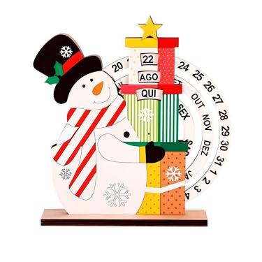 Imagem de Calendário Natalino Madeira Decorativo Contagem Regressiva Boneco De Neve