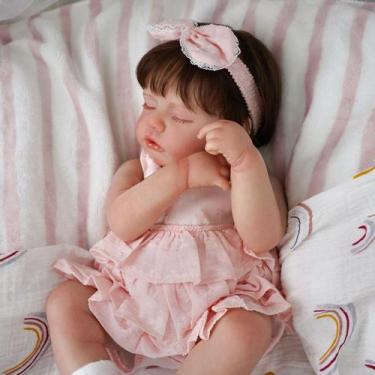 Imagem de Bebê Reborn Boneca Realista Brastoy 48cm Boneca de Silicone Kit Conjun