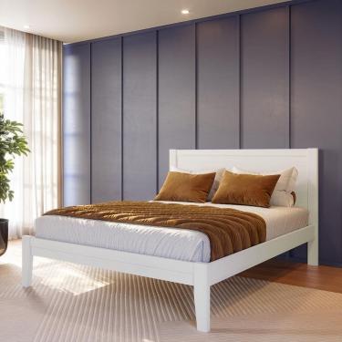 Imagem de Cama Queen Topázio 1,60 Madeira Pinus Branco/Freijó - Finestra
