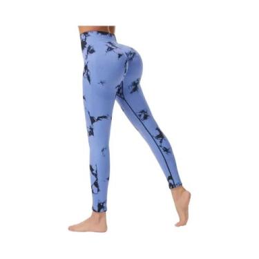 Imagem de Calças De Yoga Femininas De Cintura Alta Sem Costura Com Estampa Tie-d