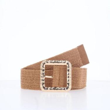 Imagem de Cinto Feminino de Ráfia com Fivela Metalizada - BAUARTE, Caramelo