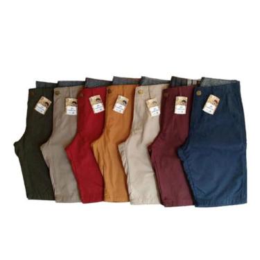 Imagem de Kit 3 Bermuda brim Lisa masculina sarja - JS confecções, Cores sortida