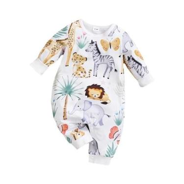 Imagem de Macacão De Bebê Com Estampa De Animais Em Desenho Animado Para Meninos