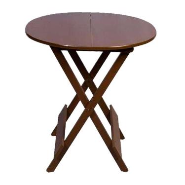 Imagem de Mesa Área de Lazer Dobrável de Madeira 70 Redonda Reforçada Varanda Jardim Piscina Quin...
