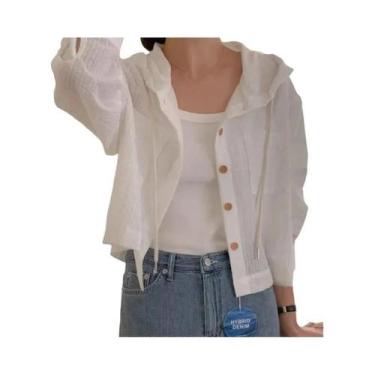 Imagem de Camisa feminina verão moda guarda-sol manga longa casual - NONE, BR-G1