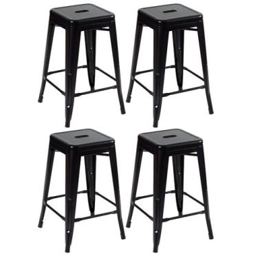 Imagem de Kit 4 Banquetas Laráz Iron Tolix média 61 cm - Preto - Laraz