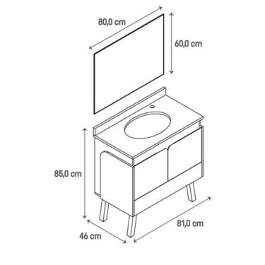 Imagem de Armário para Banheiro New Hero Kit com Balcão e Espelheira 80CM Fendi Gaam