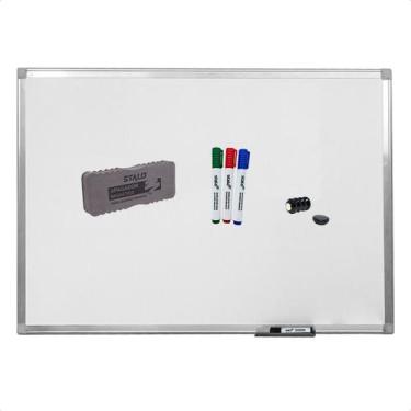Imagem de Quadro Branco Magnético 90x60 Acompanha Apagador E 4 Canetas - Stalo
