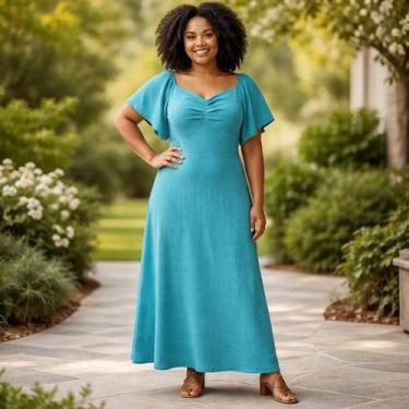 Imagem de Vestido Longo Festa Feminino Plus size Blessed Elegante 2367 - G1, Azu