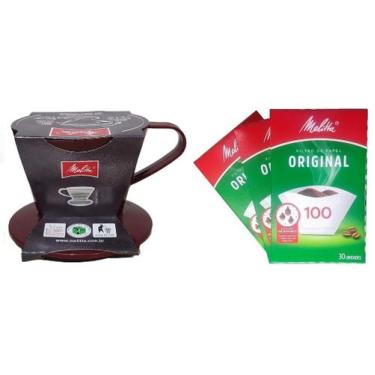 Imagem de Kit 3cx Filtro Papel 1Suporte plást Melitta n100 Marrom
