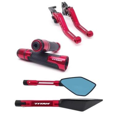 Imagem de Kit Manete Manopla Retrovisor Titan Fan 125 150 160 Freio á disco - No