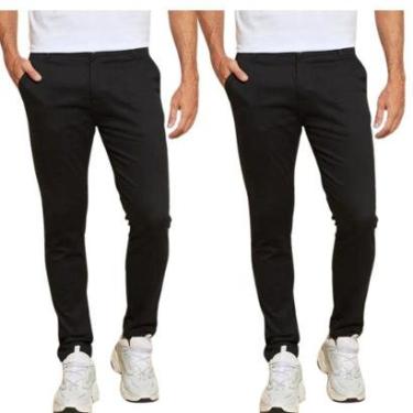 Imagem de Kit 2 Calças Vih Triny de Sarja Chino Com Bolso Traseiro Embutido Alfaiataria Skinny Pr...
