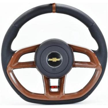 Imagem de Volante Esportivo Gti Marrom P/ Celta Corsa Classic Kadett Monza Ômega