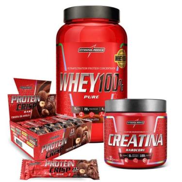 Imagem de Kit Whey 100% Chocolate + Crisps Bar + Creatina 300g - Integralmedica,