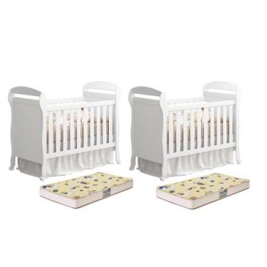 Imagem de Kit Gêmeos Berço Mini Cama Danny com Colchões Supreme - Reller Móveis,