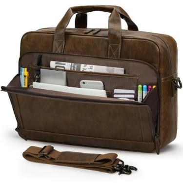 Imagem de Bolsa para Laptop Masculina RAINSMORE 16 Polegadas - Couro Marrom