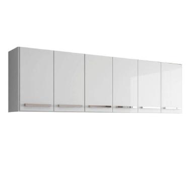 Imagem de Armario Suspenso para Cozinha 6 Portas Branco Maldivas Brienza Movelaria