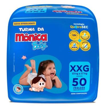 Imagem de Fralda Turma da Mônica Baby Qu4troSEC Tamanho XXG 50 Unidades Descartá