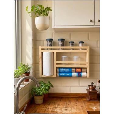 Imagem de Porta tempero cozinha condimentos parede organizador papel toalha - RV