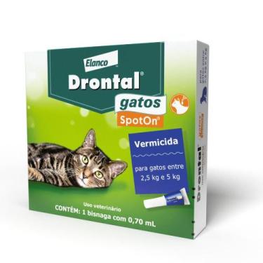 Imagem de Vermífugo Elanco Drontal Spoton 0,7ml Gatos De 2,5Kg - 5Kg