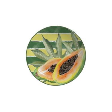 Imagem de Conjunto 6 Pratos Sobremesa Cerâmica Mamão Laranja/Verde 20cm - Scalla