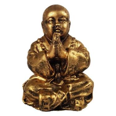 Imagem de Estatueta Decorativo Pequeno Buda Chines Rezando Dourado - Hp Decor