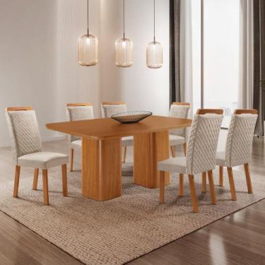 Imagem de Mesa de Jantar Eloise 180 cm Tampo MDF Laminado Canto Copo com 6 Cadei
