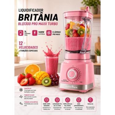 Imagem de Liquidificador Britânia Pro Maxx 6 Rosa Com Filtro Turbo 3 Litros 1400