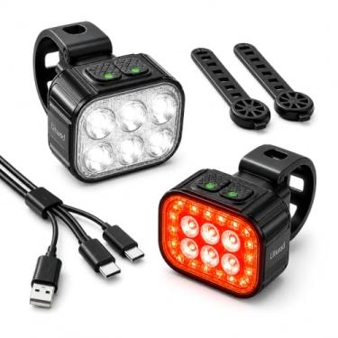 Imagem de Kit Luz para Bicicleta com Farol 6 LEDs e Lanterna Traseira LED