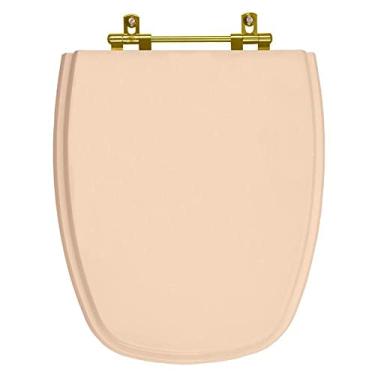 Imagem de Assento Sanitário Poliéster Monte Carlo Rosa Floral para vaso Deca Com Ferragem Dourada