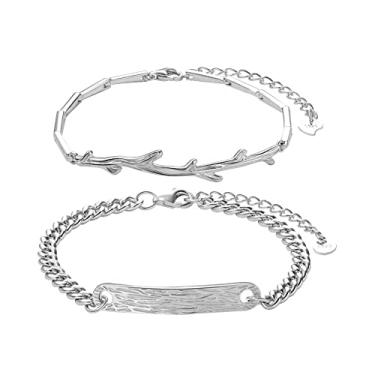 Imagem de MAXBROTHERS Casal de Prata Pulseira Mulheres e Homens Design Casal Estilo Presente de Dia dos Namorados