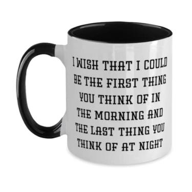 Imagem de Presentes de esposa mordida, I wish that I could be the first thing you think of in the morning, linda caneca de dois tons de 325 ml da Wife