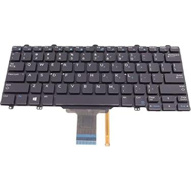 Imagem de LeFix Teclado com retroiluminação de layout dos EUA preto (sem acabamento de teclado) (sem ponto de fixação) compatível com Dell Latitude E5250 E7250
