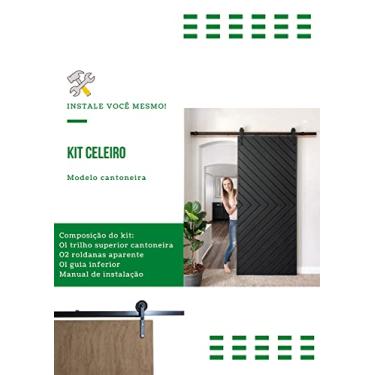 Imagem de Kit p/Porta Celeiro 2 Roldanas Aparente - Cantoneira 1,00 M - Preto - Al-Fer