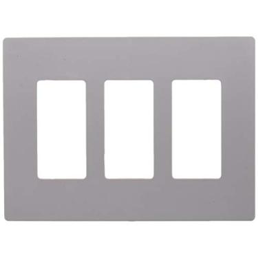 Imagem de Placas de parede radiantes sem parafuso da Legrand para tomadas basculantes decoradoras, 3 entradas, cinza, RWP263GRY