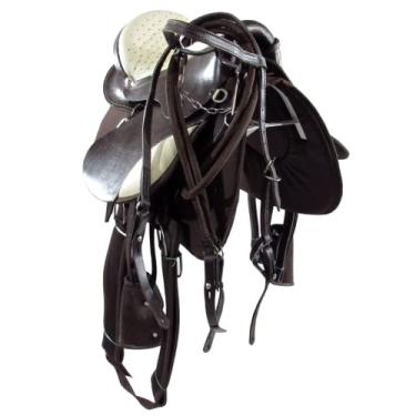 Imagem de Sela Australiana De Arco Marrom e Bege Infantil Luxo 12 Polegadas + Acessórios