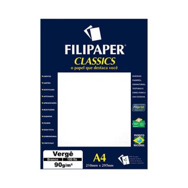 Imagem de Papel Verge A4 Filipaper Classics 90G 100 Folhas Branco