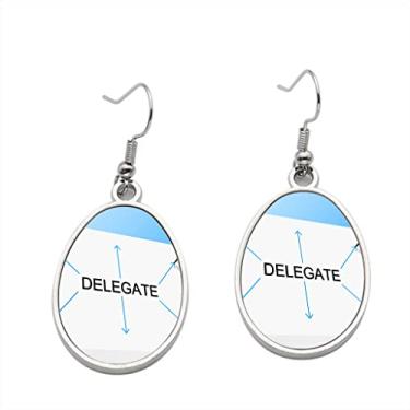 Imagem de Delegate Delegation Means Team Manager and Atribuir brinco - Brincos pendentes para meninas - Presente de festa de aniversário dos namorados