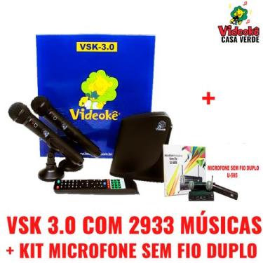 Karaoke Party Box Azul +de 1000 Músicas +2 Microfones Com