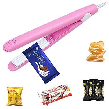 Imagem de Mini selador de saco térmico portátil, selador de alimentos para armazenamento de alimentos, máquina de selagem térmica portátil inteligente com cabo de alimentação de 109,5 cm para sacos de lascas, sacos de plástico, sacos de lanche (rosa)