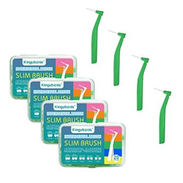Imagem de 80 unidades de limpadores de escova interdental, escovas dentais, palito de dente, escova dental, escova de higiene dental, escovas interdentais angulares com estojo portátil, fácil