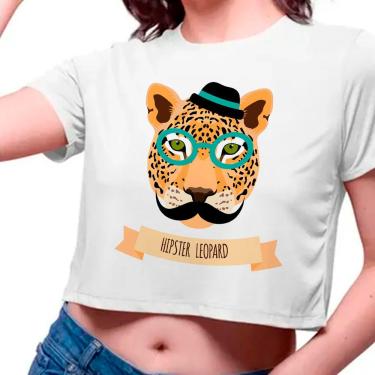 Imagem de Camiseta Cropped Infantil Hipster Leopard