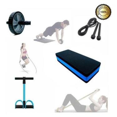 Imagem de Kit Funcional Em Casa Step + Roda + Corda + Extensor