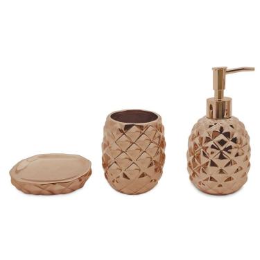 Imagem de Conjunto Banheiro 3 Peças Abacaxi Bronze Mimo