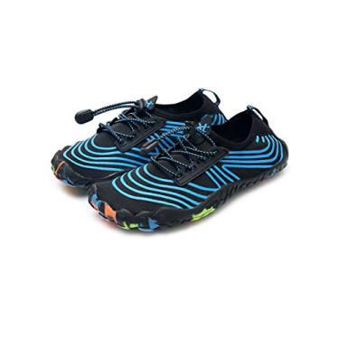 Imagem de Bestgift Men/Women's Wide Toe Minimalist Trail Running Shoes Blue Streak 37