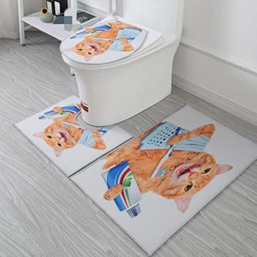 Imagem de 3 peças produtos de decoração de banheiro para casa conjunto de três peças para banheiro em mármore tapete de porta tapete de banheiro, M