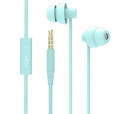 Imagem de MAXROCK (Fones de ouvido de silicone macio total (TM Total com microfone, opção de viagem para celulares, tablets e conector de 3,5 mm (verde claro)