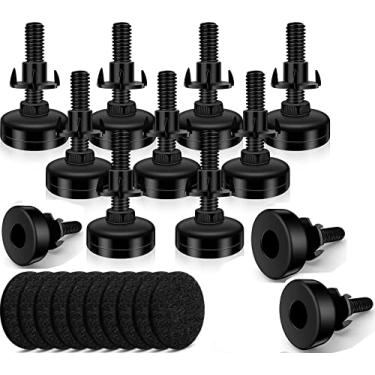 Imagem de Pés de nivelamento de móveis ajustáveis, niveladores de pernas ajustáveis para armários, mesas de sofá, cadeiras elevador, ajustador de altura resistente, pés niveladores de móveis com kit de porca em T 3/8?, preto (12 peças)